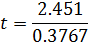 t 2.451 0.3767