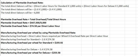 Calculation of Plantwide Overhead Rate: The total direct labours will be = (Direct Labor Hours for Standard X 1,000 units) +