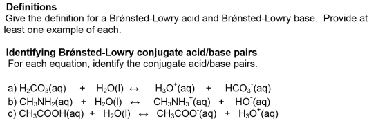 Give the definition for a Bronsted-Lowry acid and