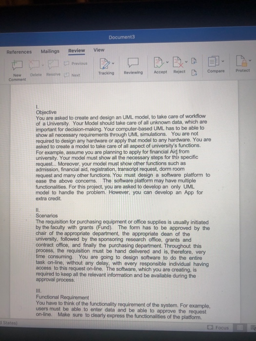 Document3 References Mailings Review View E A decorar EX Tracking Reviewing Reject Delete Resolve Reviewing Compare Next Acce