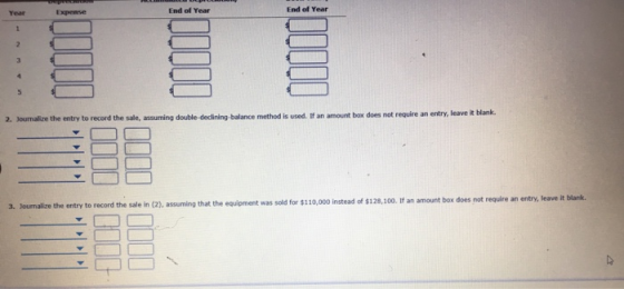 2. Journalize the entry to record the sale, assuming double-declining-balance method is used. If an amount box does not requi