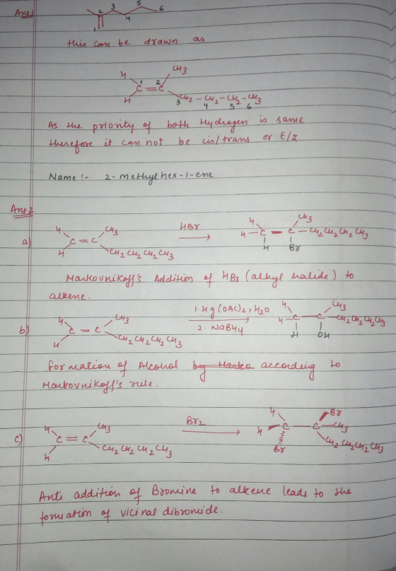 - Am Ano 14 this can be drawn (13 As the therefore priority of both Hydrogen it can not be cis/ trans is same. or Elz Name!-