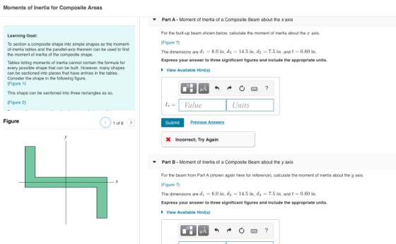 Moments of Inertia for Composite Areas Part A Moment of Inertia of a Composite Beam about the x axis For the built-up beam sh