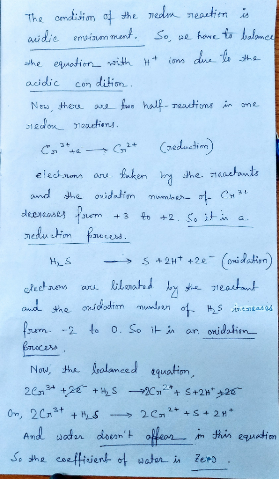 The condition of the medon reaction is acidie environment. So, we have to balance the equation with Ht ions due to the acidic