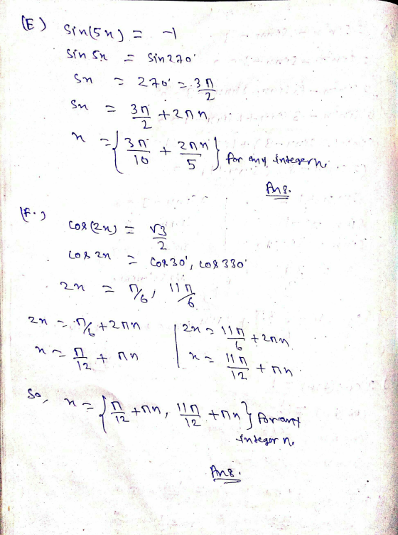 (E) Sinin)? sin sn - ) - Sinzao sn = 270 2.31 2.3 112 Sn = 3n 3n+2nn, n . 3 n 16 + anni 5 25m for any integer ni Ans. 16:9 Co