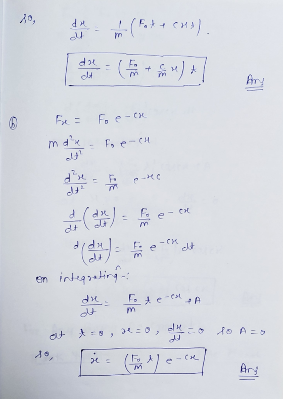 FoA c Fo e-Cn mdu F e-cH Fo e dt M did 1 intyrating On Foe-cA M =0 = 0 ol Ary