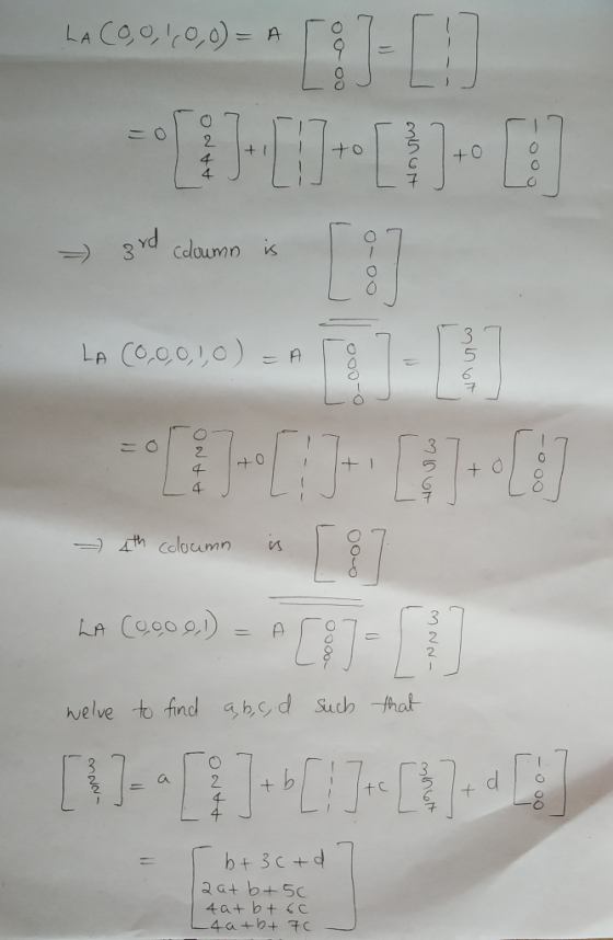 LA COO, (0,0) = A - 3rd codoumn is LA (0,0,0,1,0) =A 000-0 40 (0.000) = TE - 017-8-11 [3] A Ano +0 + mhur 5 to - 4th coloumn