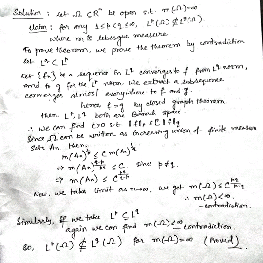 2. Let 2 CRM be open sit min) claim for any 15Þ<q 300, L(O) 01960). where mis lebesgue measure to prove theorem, we prove the