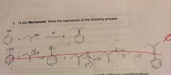 3. (4 pts) Mechansim Show the mechanism of the following process. in the following transformations