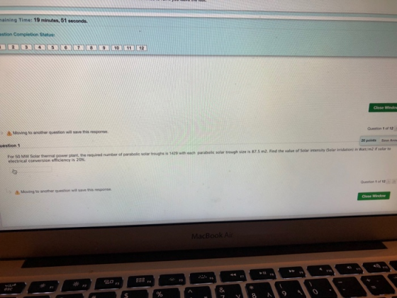 naining Time: 19 minutes, 51 seconds. astion Completion Status 2 3 11 12 8 9. 10 Close Window Question 1 of 12 Moving to anot