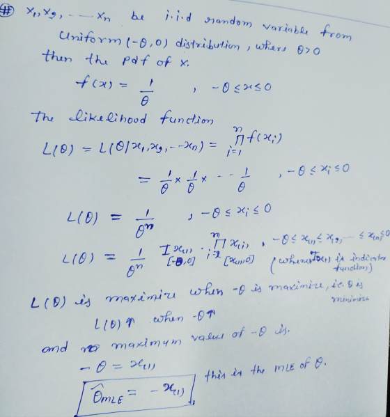 Xn bu i.i.d random variable from # X, Y,, - Uniform (-0,0) distribution, where oso thin the pdf of x. frau= -ocuso e The like