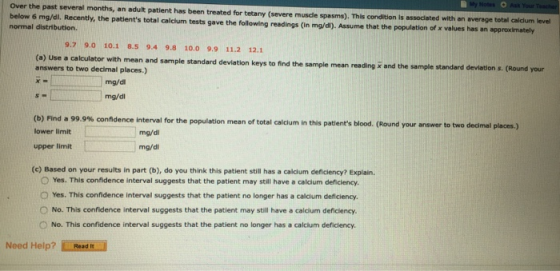 Notes O As Over the past several months, an adult patient has been treated for tetany (severe muscle spasms), This condition