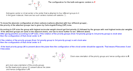The configuration for the both estrogenic centers is R HO Estrogenic center or chiral center is the center that is attached t
