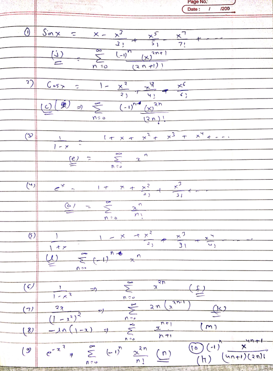 Page No: Date : /200 Sin x X - 3 x5 X + 3) . 71 I [I) (-1) 2n+] (x2 (२+1) MO २) C.5- 6 x x२ २) * T ५। n-व (८)(9)ी है ५६ (-1)