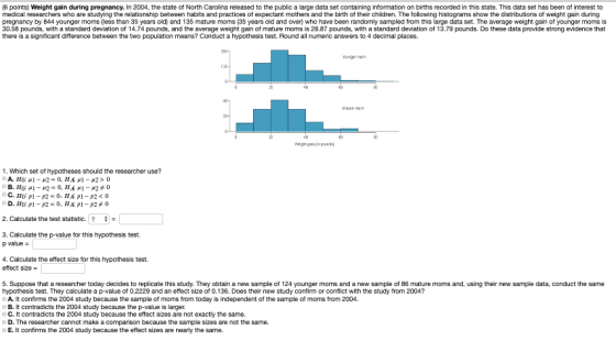 16 points) Weight gain during pregnancy. In 2004, the state of North Carolina released to the public a large data set contain