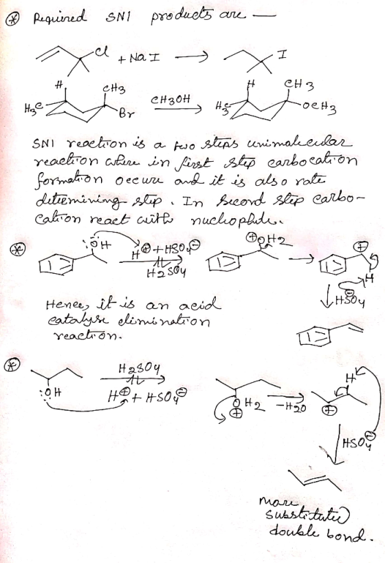CH 3 e#90H, 45 toets * Required SNI products are - n e + Na I > I - H CH3 me h SNI reaction is a two steps unimalecular react