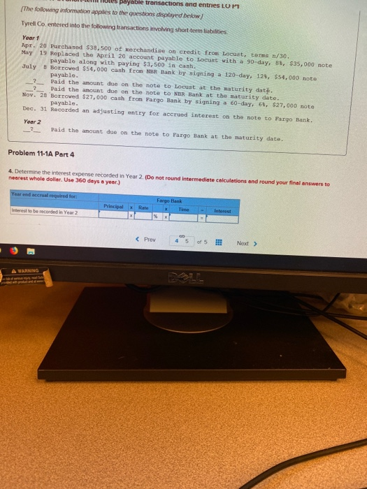 payabie transactions and entries LO P (The following information applies to the questions displayed below Tyrell Co entered i
