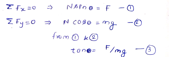 EFxzo - NBPne = F -0 E Fy=0 = N COBE = mg - © from ② x② tang- Fing -