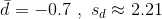 \bar{d}=-0.7~,~s_d\approx 2.21