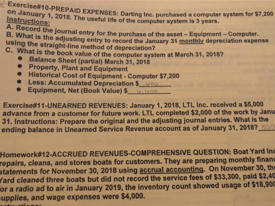 Exercise#10-PREPAID EXPENSES: Darting Inc. P on January 1, 2018. The user Instructions: A. Record the journal entry for the B