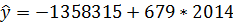 û = -1358315 + 679* 2014