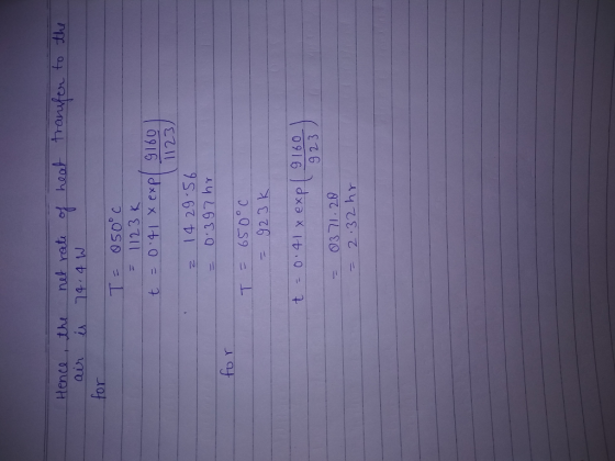 Hence the net rat heo to tu aih for T 950° c 1123K с 04I Xexp 14 29 S6 1123 0,397 hr - 923 k t 0:41 X exp| 9160 9 23 0371.28 2:32hr