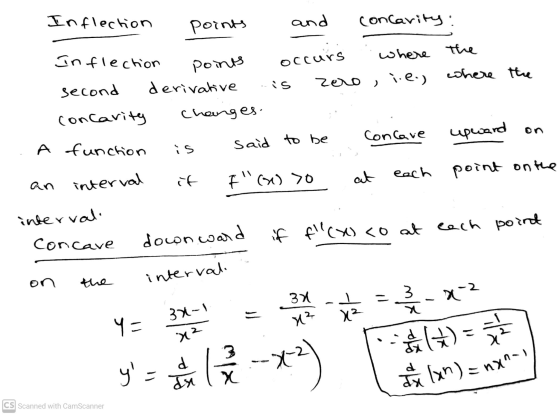 and concavity : where occurs Inflection points Inflection second derivative concarita Changes. points j.e.) where the zero 2