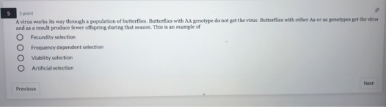 1 point A virus works its way through a population of butterflies. Butterflies with AA genotype do not get the virus. Butterf