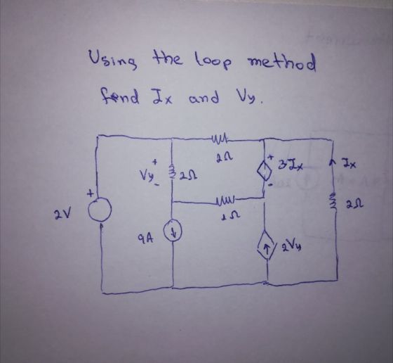 Using the loop method fend Ix and Vy. ал + 3 Ix Vy 320 + mur 212 av 94 2 Vy