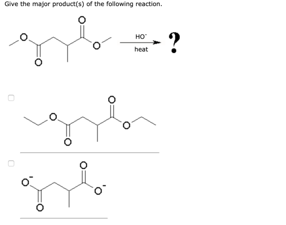 Give the major product(s) of the following reaction. HO heat