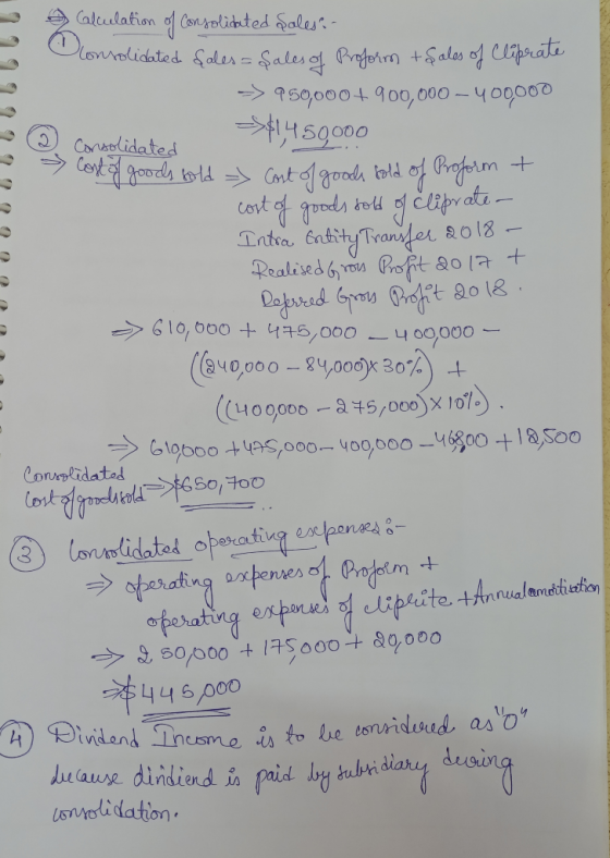 99999999999 - Glulation of Consolidated Şalese- Consolidated Sales= sales of Proform + Sales of Cliprate >> 950,000+ 900,000