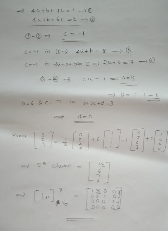 - 4a+b+ 76=1 cath+60=2 - 0 @ 6- 7 =-11 (=-1 in = 4a+b=8 3 C=-1 in aa+b+562 ) 2a+b=7 ④ ③ - - 2a=1= a=/ b = 7 -1 = 6 = b+c+d=3