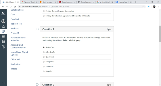 o Quiz: Chapter 9 x G Which of the al x C Get Homework ® chet Boom Superson * F Boom Superson Ⓡ G air time jfk to hex | Propo