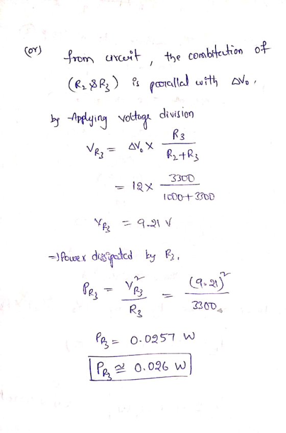 Cor) from a from urcait the combitection of (R&R) is parallal with ovo, by Applying voltage division R3 VR2 = Avox R2 TR3 330