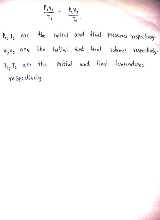 the initial and fiel Preuves Yes ctik Voes esectively P,, P, aYe v,v, ave the iilial nd olumes Yespecfive ĩ, ave the initial