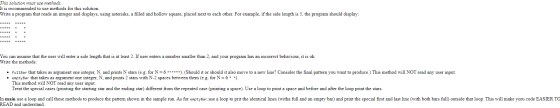 This solution must use methods. It is recommended to use methods for this solution. Write a program that reads an integer and