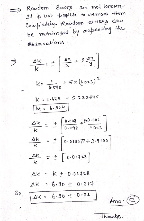 Random error are rot known 2 4Y b.S98 b.008 2x0 002 0.598 2 0, 0 133 + 3.91 00 AK 6.90 0 01