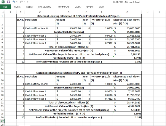 27.11.2019 Microsoft Excel FILE НOME INSERT PAGE LAYOUT FORMULAS DATA REVIEW VIEW A B C E F G Н Statement showing calculation