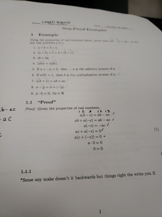 Name C Arell Non-Prost Examples Example 1 Usine the properties of real wasbers below, prew that at any real mumbers o, b, e e