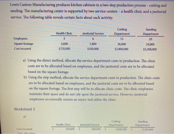 Lewis Custom Manufacturing produces kitchen cabinets in a two-step production process - cutting and sanding. The manufacturin