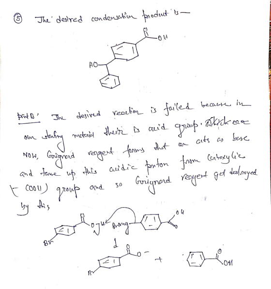 6 The desired condensation product is OU по- pant Be The desired reaction is failed because in om estanfing material their A