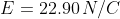 E=22.90\, N/C