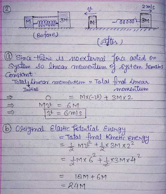2ms EMM-3M 11111111 mm 3M (Before) After ) @ Since there is no external force acted on System so limeax momentum of system re