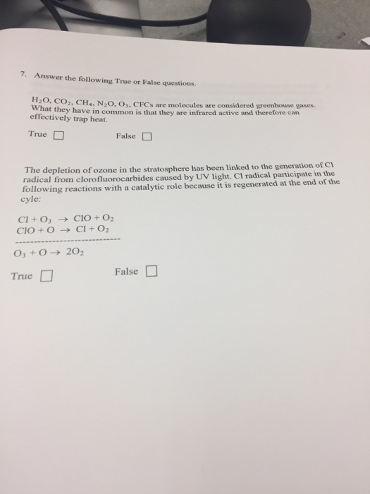 Answer the following True False questions. H_2O,