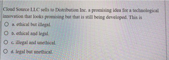 Cloud Source LLC sells to Distribution Inc. a promising idea for a technological innovation that looks promising but that is