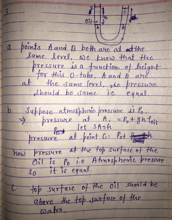 a pol Same-level. ca e kand that the ress useaO or this -tuhe A and i ane åhould be same e equal eSsc0ue 11 IS Pol- e Amesp heme pressure 0it is equal