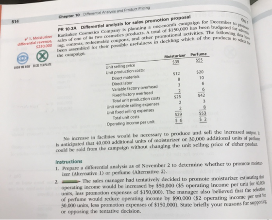 Chapter 10 Differential Analysis and Product Pricing 514 docted for advent ts. A total of activities. The following det nons,