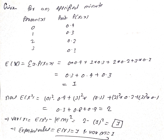 hiver for any Plosonal specified minute Pooh. PCX=2) 0.4 0.3 0.2 E (X) = { 2. Plx=51) = 0*0.9 + 10.3 + 2*0:2+3*0.1 = 0.3+0.4+