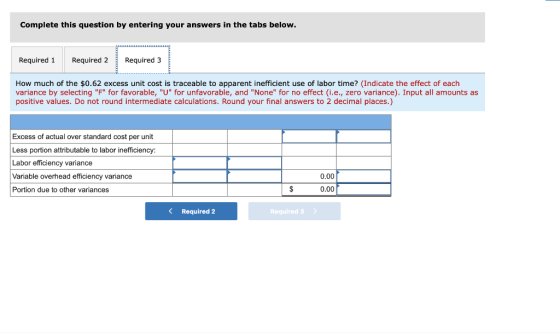 Complete this question by entering your answers in the tabs below. Required 1 Required 2 Required 3 How much of the $0.62 exc