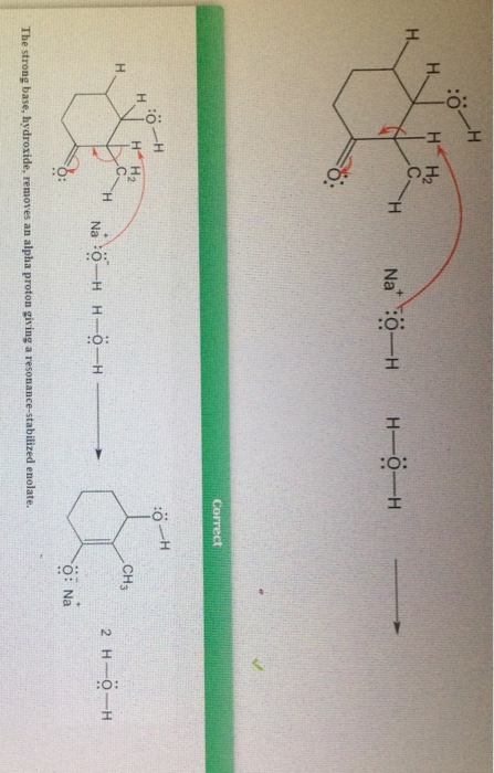 4: 04 I H H₂ H LC H Na :0-H H-0-H so Correct GH NO CH3 * Na 5-H H-6-H 2 H-0-- O: Na The strong base, hydroxide, removes an al